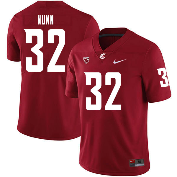 Men #32 Pat Nunn Washington State Cougars College Football Jerseys Sale-Crimson